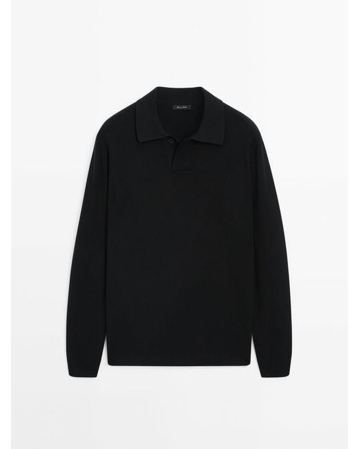 MASSIMO DUTTI Polo Collar Milano Knit Sweater in Black for Men Lyst