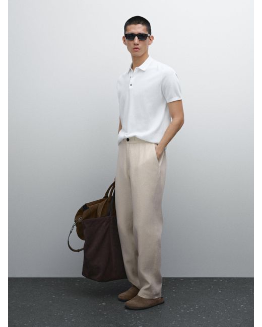 Pull À Manches Courtes En Coton MASSIMO DUTTI pour homme en coloris Gray