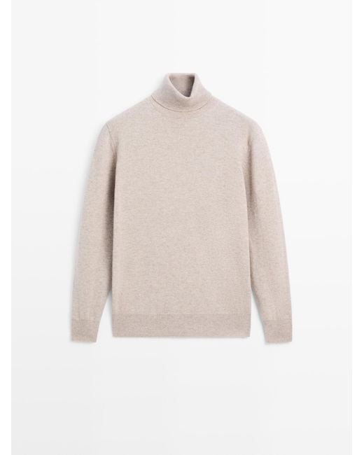 MASSIMO DUTTI Tricot 100% Kasjmier Coltrui in het Natural