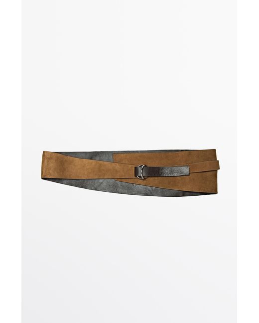 MASSIMO DUTTI White Split Leather Sash Belt