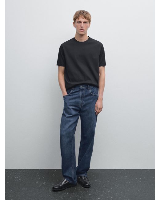 T-Shirt 100 Coton Mercerisé MASSIMO DUTTI pour homme en coloris Blue