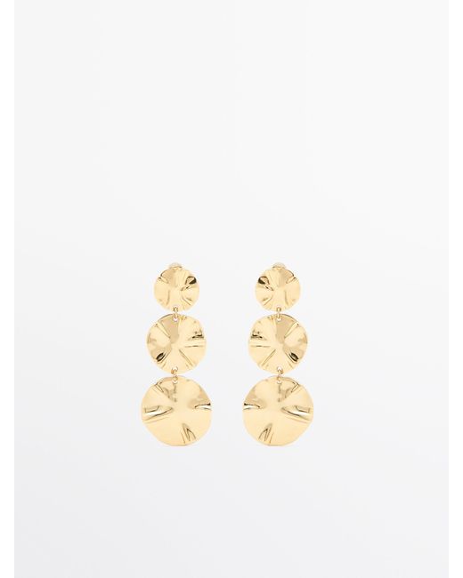 MASSIMO DUTTI Climber Earrings With Textured Detail in Metallic | Lyst