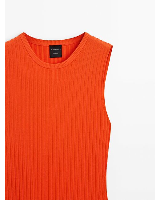 MASSIMO DUTTI Orange Knit Top With Vent Detail