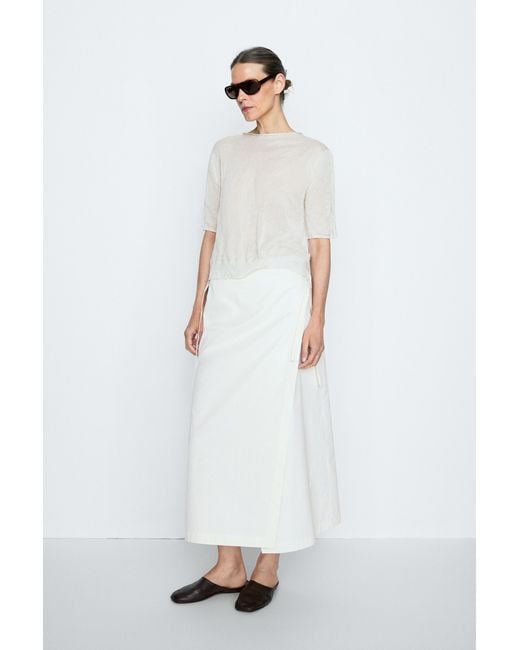 MASSIMO DUTTI White Wrap Midi Skirt
