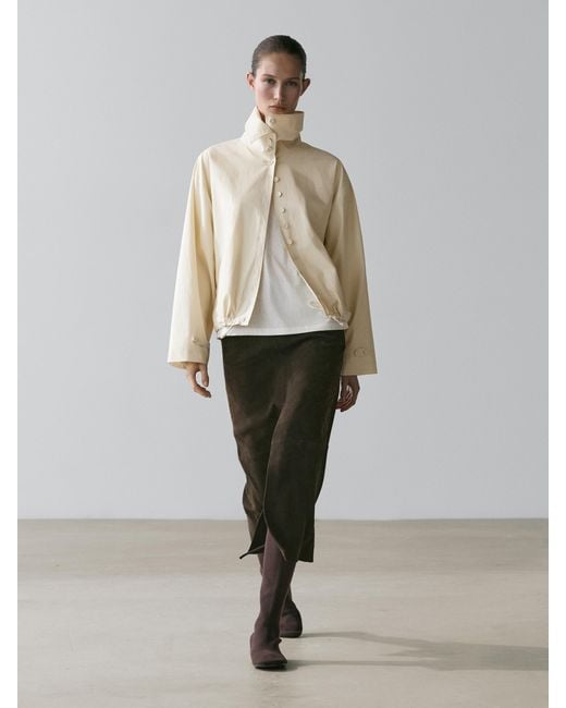 MASSIMO DUTTI Natural Cotton Jacket With Button Detail
