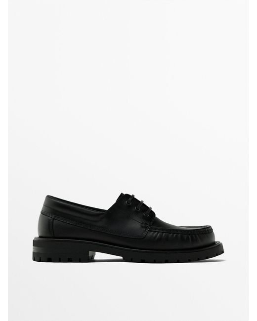 MASSIMO DUTTI Black Nappa Deck Shoes for men