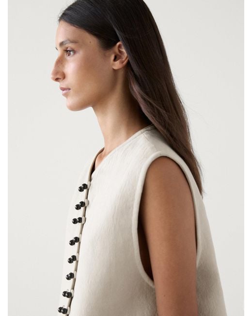MASSIMO DUTTI Natural Buttoned V-Neck Waistcoat