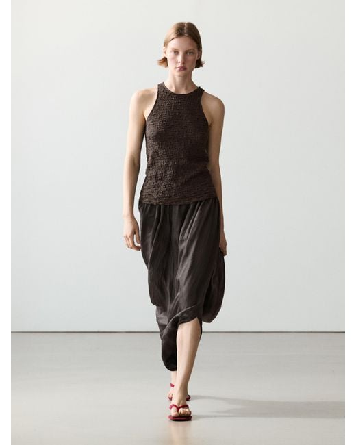 MASSIMO DUTTI White Textured Halter Top