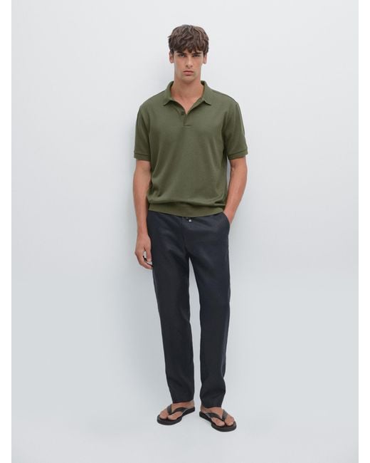 Polo Manga Corta Cuello Cremallera MASSIMO DUTTI de hombre de color Green