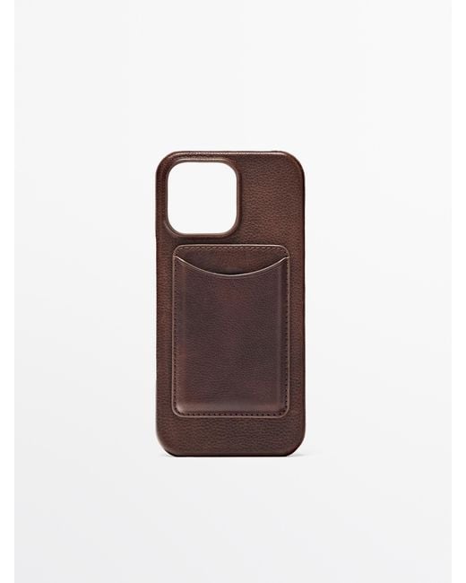 MASSIMO DUTTI Brown Iphone Pro Max 16 Nappa Leather Case