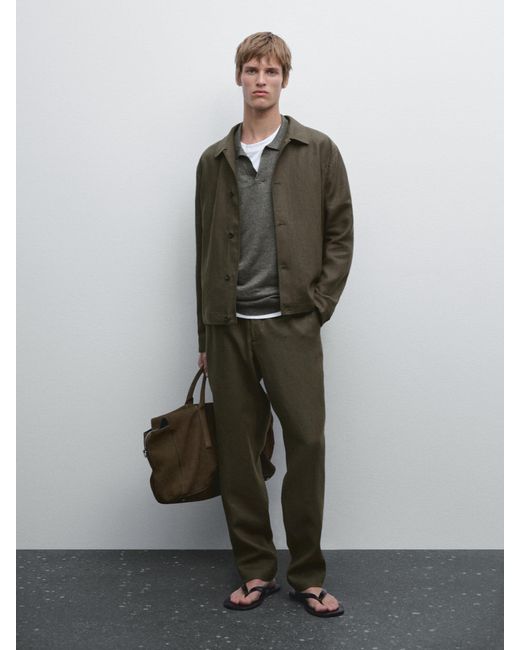 MASSIMO DUTTI Hose Aus 100 Leinen in Green für Herren