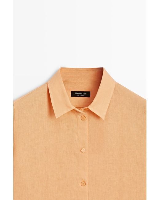 Camisa Fluida 100% Lino MASSIMO DUTTI de color Natural