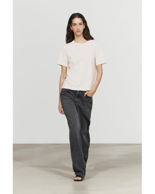 MASSIMO DUTTI White Short Sleeve Interlock T-Shirt