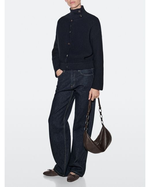 MASSIMO DUTTI Blue Small Nappa Leather Bag