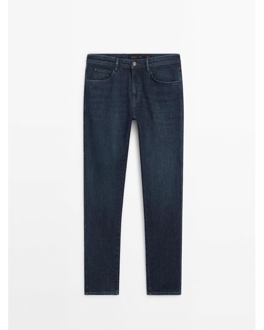 MASSIMO DUTTI Blue Slim Fit Denim Trousers for men