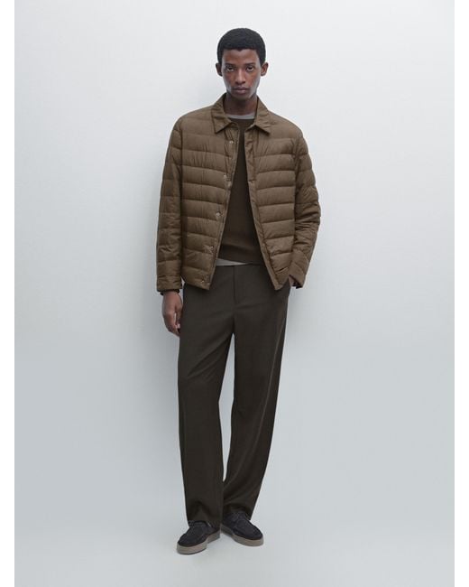 MASSIMO DUTTI Brown Extra Lightweight Puffer Jacket for men