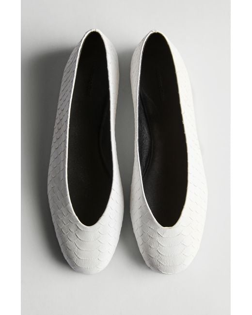 MASSIMO DUTTI White Ballet Flats With Leather Detail