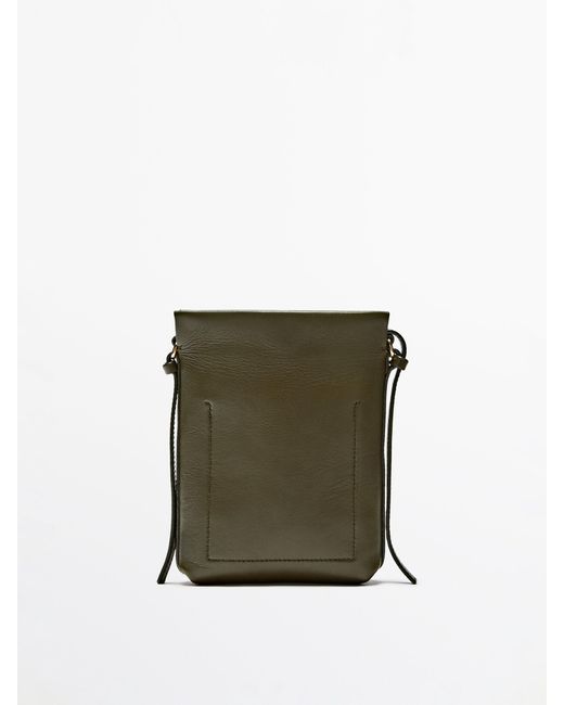 MASSIMO DUTTI Nappa Leather Mini Crossbody Bag in Green Lyst