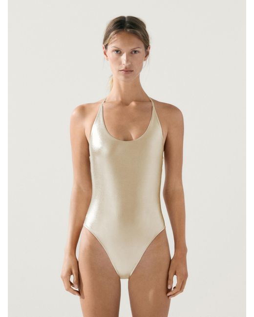 MASSIMO DUTTI Natural Metallic Swimsuit