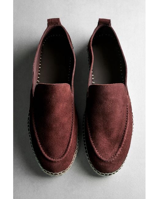 MASSIMO DUTTI Black Leather Espadrilles With Moc Toe for men