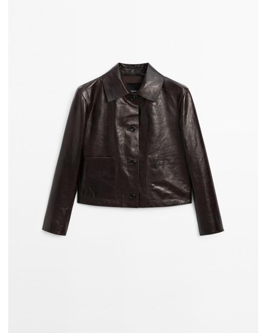MASSIMO DUTTI Nappaleren Crunch Jack in het Black
