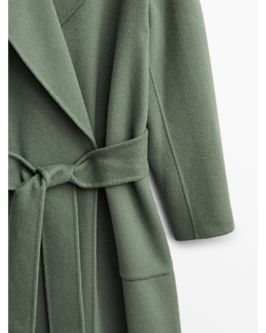 Massimo dutti top green wool coat