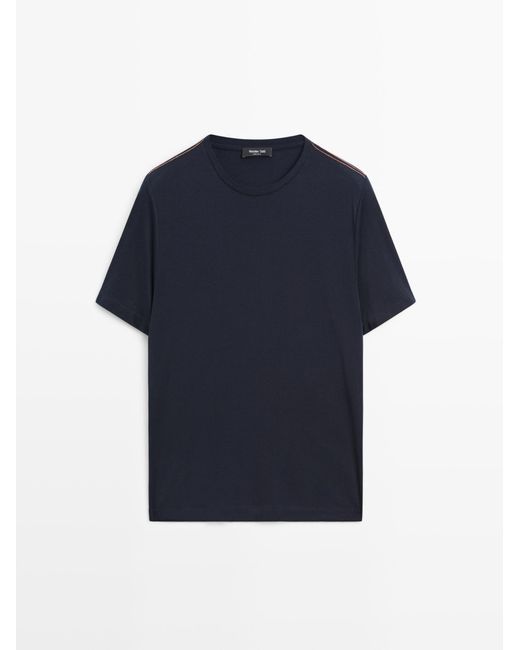 MASSIMO DUTTI T-Shirt Met Korte Mouw En Combi Naad in het Blue voor heren