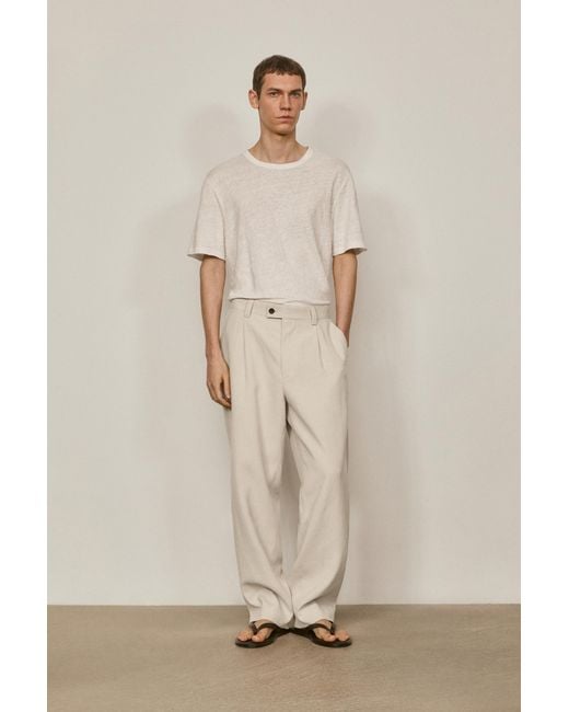 MASSIMO DUTTI Natural 100% Linen Suit Pants for men
