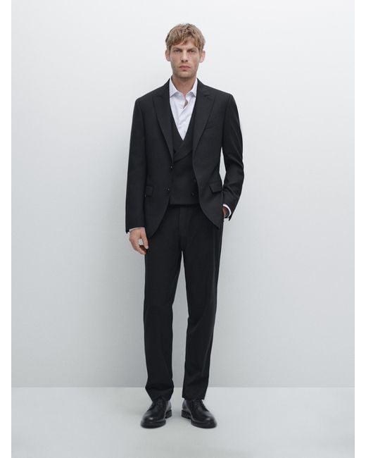 MASSIMO DUTTI Anzugblazer Mit Reverskragen Und V-Ausschnitt in Blue für Herren