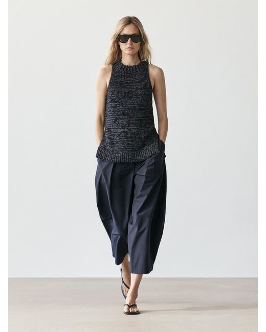 MASSIMO DUTTI Blue Marl Knit Halter Top