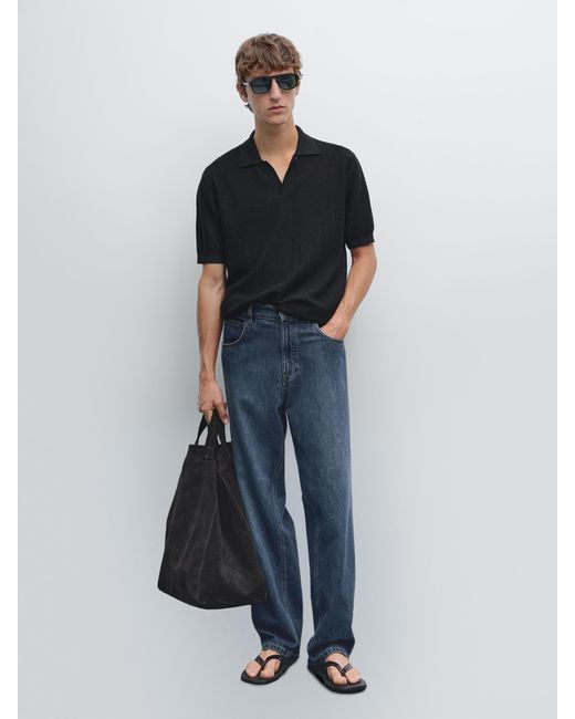 Polo Manches Courtes Maille Jacquard MASSIMO DUTTI pour homme en coloris Blue