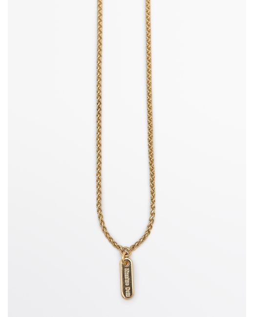 MASSIMO DUTTI White Necklace With Lace Piece Pendant