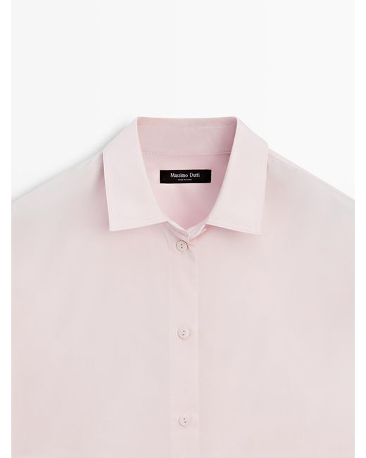 MASSIMO DUTTI Brown Cotton Poplin Shirt