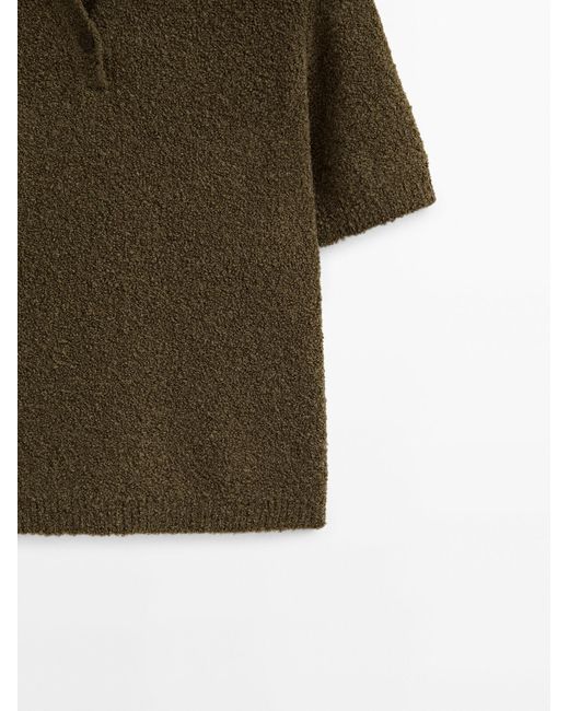 MASSIMO DUTTI Short Sleeve Bouclé Knit Sweater in Green | Lyst