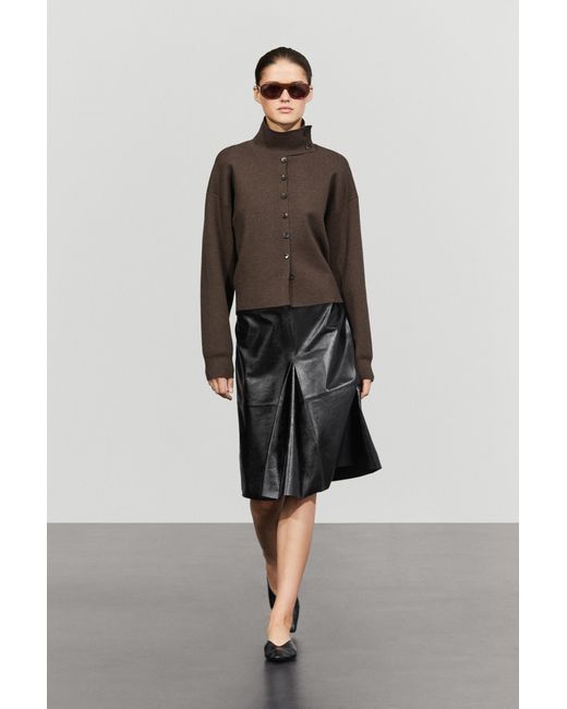 MASSIMO DUTTI Black Short Nappa Leather Skirt