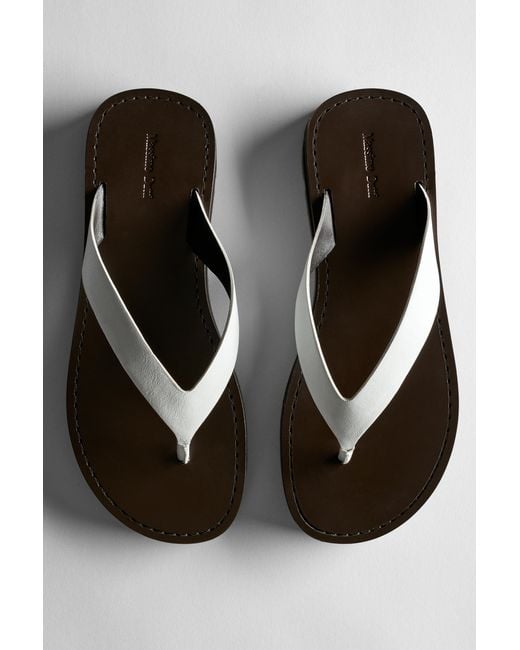 MASSIMO DUTTI Black Leather Toe Divider Sandals