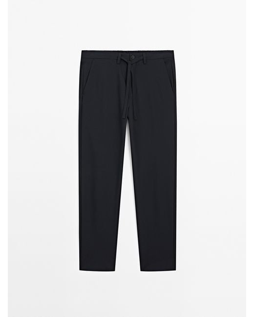 MASSIMO DUTTI Blue Regular-Fit Technical Trousers for men