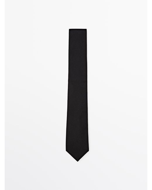 MASSIMO DUTTI White Cotton And Silk Blend Twill Tie for men