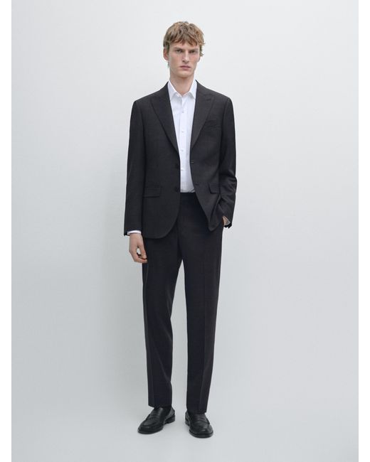 MASSIMO DUTTI Men's Blue Wool Suit Blazer