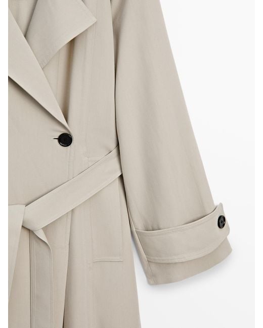 MASSIMO DUTTI Natural Loose-Fitting Trench Coat With Belt