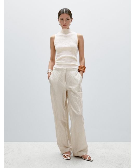 Top Texturé En Coton Mélangé MASSIMO DUTTI en coloris White