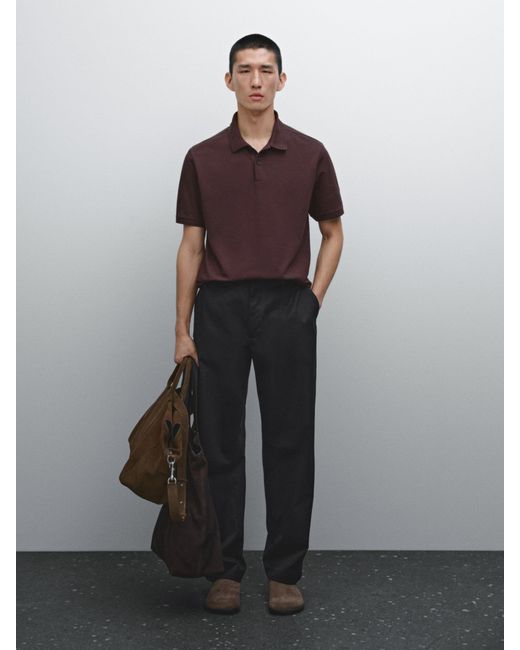 Polo Micro Estructura Piqué Algodón MASSIMO DUTTI de hombre de color Red