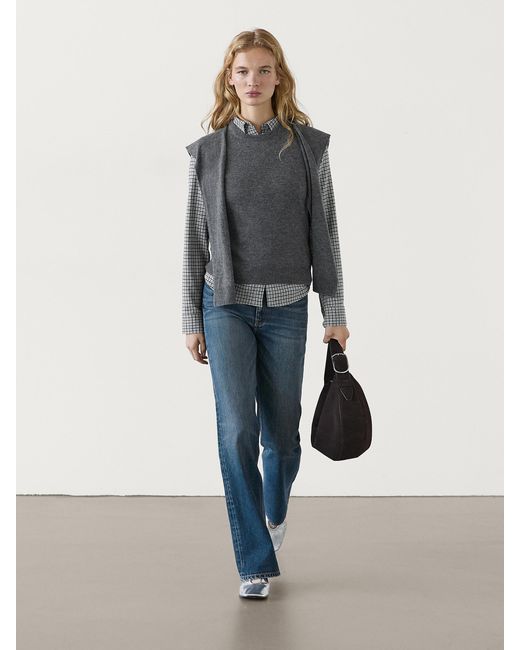 MASSIMO DUTTI Gray Wool Blend Vest With Sweater