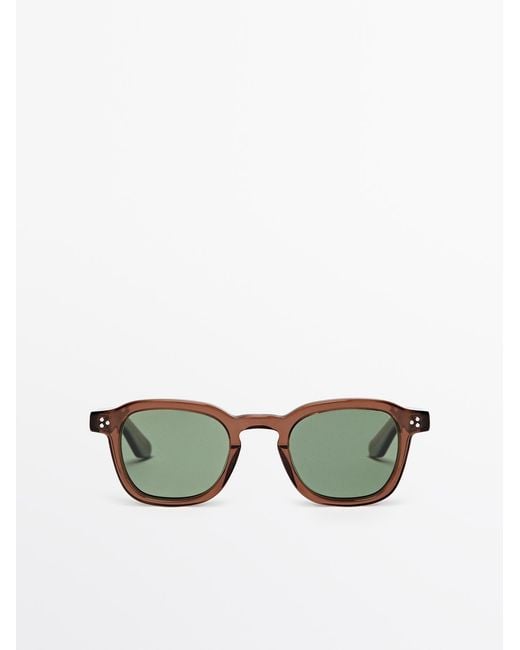 MASSIMO DUTTI Green Round Sunglasses for men