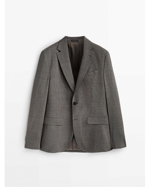 MASSIMO DUTTI Grey Wool Houndstooth Suit Blazer in Gray for Men - Lyst