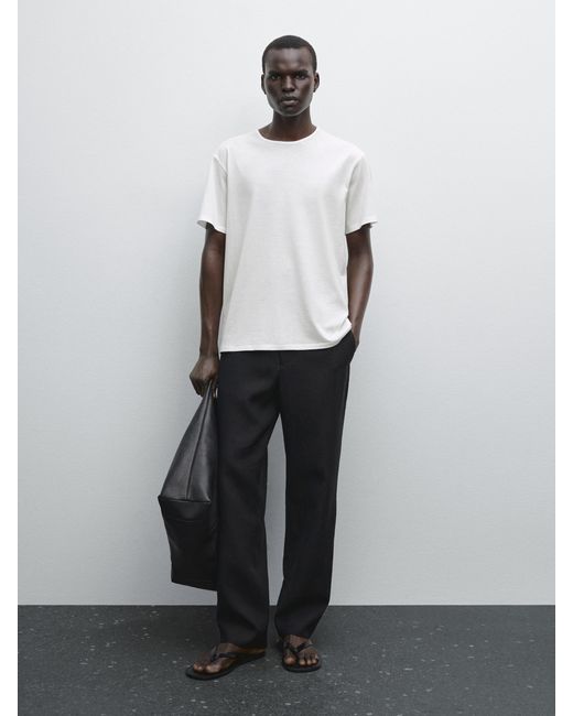 T-Shirt Léger 100 Coton MASSIMO DUTTI pour homme en coloris White