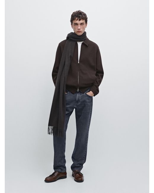 MASSIMO DUTTI Brown Short Double Wool Blend Jacket for men