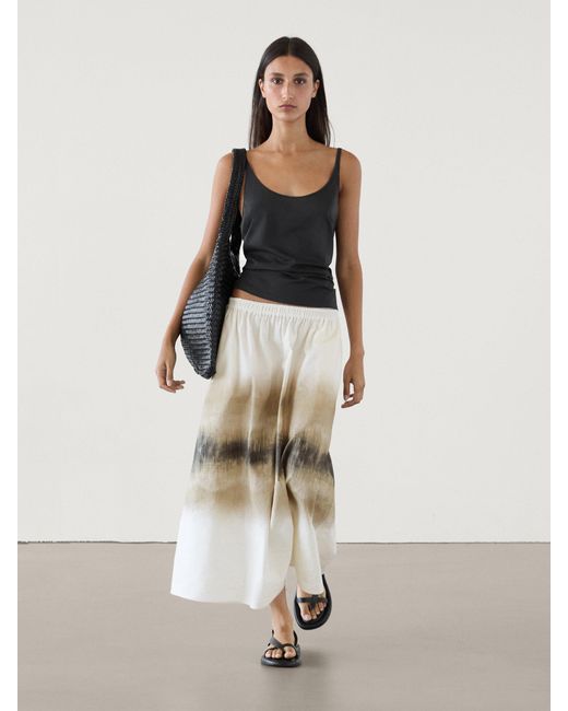 MASSIMO DUTTI Ombré Printed Midi Skirt in White | Lyst UK