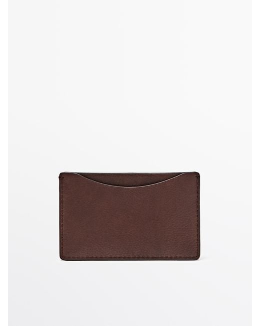 MASSIMO DUTTI Brown Nappa Leather Card Holder