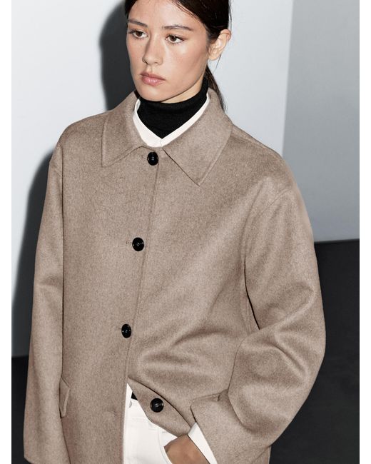 MASSIMO DUTTI Brown Medium Wool Blend Coat